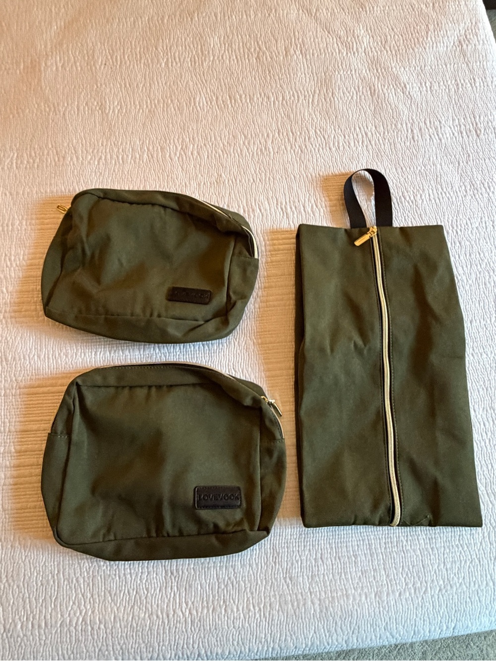 Lovevook Olive Green Toiletry Pouch Trio